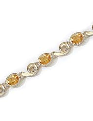 14kt Yellow Gold Oval Citrine and Diamond Bracelet