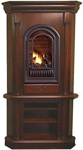 HearthSense Liquid Propane Vent Free Gas Tower Corner Fireplace- 20,000 BTU, Cherry Finish