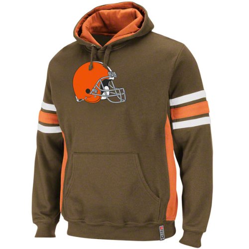 NFL Men's Cleveland Browns Passing Game II Long Sleeve Hooded Fleece Pullover (Brown/Dark Orange/White, XX-Large)