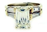 Estate Near Flawless 2.50 ct Emerald Cut Diamond Ring Set with 0.50 cts of Baguette Diamonds