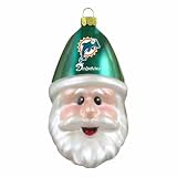 NFL Miami Dolphins Blown Glass Santa Cap Ornament