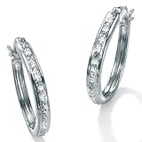 Diamond Platinum Over Sterling Silver Earring