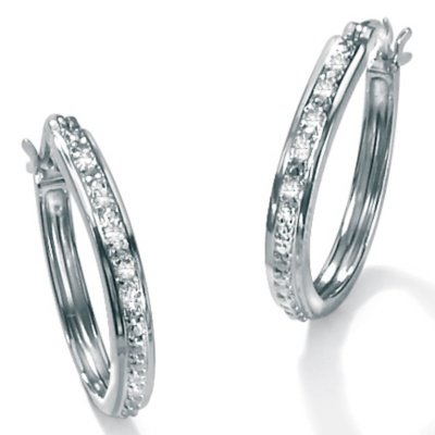 Diamond Platinum Over Sterling Silver Earring