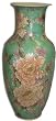 Soft Pastel Green 18" Vase with Birds and Flowers; Hand Painted Original Vintage Porcelain
