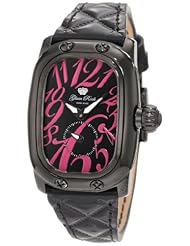 Glam Rock Womens GR72304 Monogram Black Dial Black Quilted Patent Leather Watch