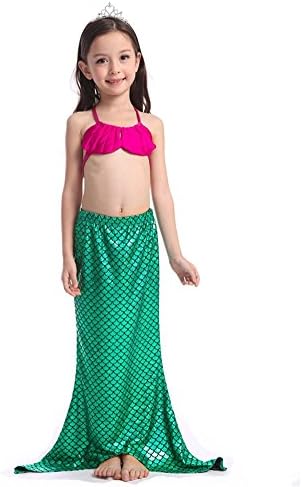 Ucsports Girls 3 Pcs Mermaid Tail Girls Swimwear Bikini Set (110cm)