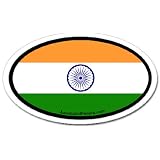India Indian Flag Car Bumper Sticker Decal Oval by LandsAndPeople