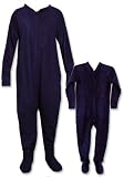 Sleepyheads Matching Family Solid Navy Fleece Footed Pajamas