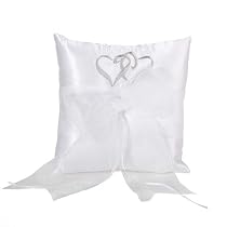 Linked at the Heart Ring Pillow - White
