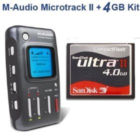 M-Audio MicroTrack II Professional Mobile Digital Recorder + SanDisk 4GB Compact Flash Card
