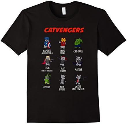 Men's Superhero Catvengers T Shirt | Funny Cat Lover T Shirt  3XL Black