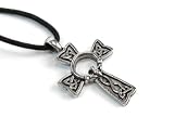 Claddagh Cross for Enduring Love, Pewter Pendant on Adjustable Corded Necklace