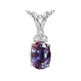1.06 cttw Lab Created Alexandrite and Genuine Diamond Pendant - 14kt White or Yellow Gold