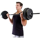 Barbell Weights Set for Home Gym 100 Lb 1 Inch Adjustable Vinyl Weight Bar for Lifting Full Body Workout Fitness Exercise