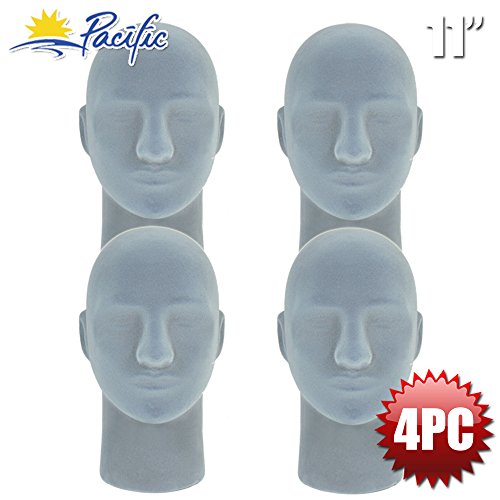 4PC Male 11" STYROFOAM FOAM Grey Velvet Like MANNEQUIN MANIKIN head wig display hat glasses