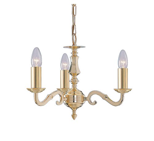 Seville Polished Brass 3 Light Pendant 3 X 60 Watt Lamps E14