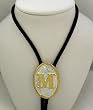 Silver/Gold Plated Monogram Letter "M" Bolo Tie