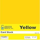 Yellow Cardstock 12" x 12" - 25 Pack from Cardstock Warehouse 65# Cover (Bright Yellow)