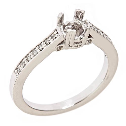 14K White Gold Diamond Engagement Semi Mount Ring Settings 0.17ct (VS Clarity, F Color)