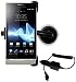 CAR HOLDER & CHARGER FOR SONY XPERIA S (LT26I) - STRONG WINDSCREEN SUCTION WITH LOCK CLIP - 360 DEGREE ROTATION