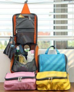 LSW Travel Cubes - Set of 3 Sizes Plus Hanging Toiletry Bag [with LSW shoe bag] (Pink)