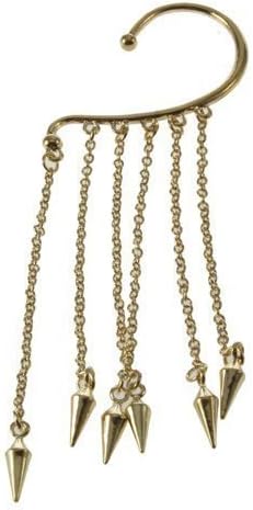 Shop4Jewelry365(TM) New Gothic Punk Spike Long Dangle Chain Tassel Hook Ear Bone Cuff Clip Earring-Gold by Shop4Jewelry365