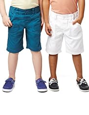 2 Pack Pure Cotton Elasticated Waistband Chino Shorts