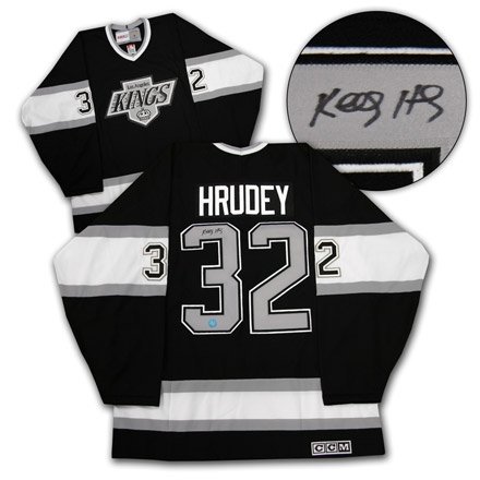 Kelly Hrudy La Kings Autographed/Hand Signed Retro Black &Amp; Silver Jersey