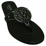 Coach Signature Jadie Leather Thong Sandals Black