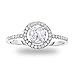 Rhodium Plated 925 Sterling Silver Cubic Zirconia Simulated Diamond Classic Round Halo Ring