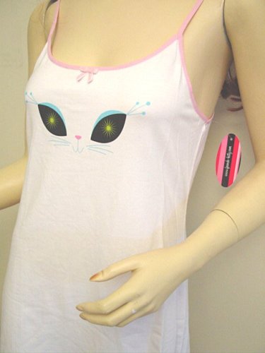 French Kitty Diva Lolita Dorm Dress Spaghetti Strap Lounge Gown Nightgown Sleepshirt - Hello Kitty Pajama Party Dress