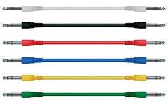 Patch Lead Cables, stereo, 6-pack, 6 colors, 6.3mm jacks moulded 60cm 2ft