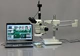 2X-45X Stereo Boom Microscope with 80-LED Compact Ring Light and 1.3M Color Digital Camera