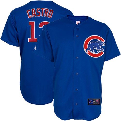 MLB Men's Chicago Cubs Starlin Castro Royal Alternate Short Sleeve 6 Button Synthetic Replica Baseball Jersey Spring 2012  (Royal, Large)
