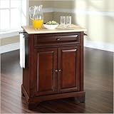 Crosley Furniture LaFayette Natural Wood Top Mahogany Kitchen Island
