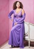 Amoureuse Plus Size Long Tricot and Lace Peignoir Set
