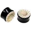 Bone Plug with Flower Design - Sold as a Pair - 7/16 Inch