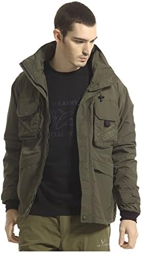726 Men's Climbing Jacket Military Coat Outdoor Jaket Waterproof Coat(Khaki,XL)