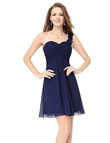 Ever Pretty One Shoulder Flowers Padded Ruffles Short Bridesmaid Dress 03535