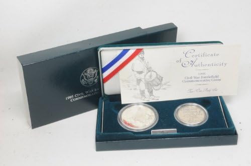 1995 Civil War Battlefield Commemorative Two Piece Silver Dollar Coins