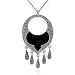 Sterling Silver Marcasite and Onyx Chandelier Pendant, 18"
