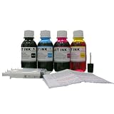 Refill Ink Kit: 4x4oz Nano Dye Ink (1BK+1C+1M+1Y) + 1 Thumb Drill + 4 Syringes for Canon Cartridge PG-50 / CL-51 and Canon Printer FAX-JX200, FAX-JX200, PIXMA iP1300, PIXMA iP1600, PIXMA iP1700, PIXMA iP1800, PIXMA iP2600, PIXMA iP6210D, PIXMA iP6220D, PIXMA iP6310D, PIXMA iP6320D, PIXMA MP140, PIXMA MP150, PIXMA MP160, PIXMA MP170, PIXMA MP180, PIXMA MP190, PIXMA MP210, PIXMA MP240, PIXMA MP260, PIXMA MP450, PIXMA MP460, PIXMA MP470, PIXMA MP480, PIXMA MX300, PIXMA MX310, PIXMA MX320, PIXMA MX330