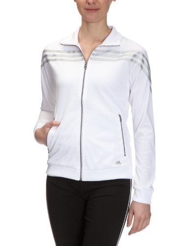Adidas Damen Trainingsjacke SF Iconic 3STRT, white/matte silver/matte silver, 38, O03852