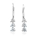 14k White Gold 3 Stone Drop Hoop Diamond Earrings (GH, I1-I2, 0.50 carat)