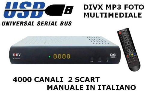 Decoder Satellitare Free 4000 Canali 2 SCART PRESA USB DIVX MP3 e FOTO Decoder Satellitare Free 4000 Canali 2 SCART PRESA USB DIVX MP3 e FOTO