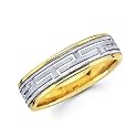 Solid 14k Yellow and White Two 2 Tone Gold Womens Mens Greek Design Wedding Ring Band 6MM Size 9