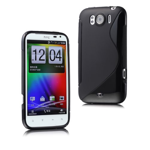 MaryCom PREMIUM QUALITÄT TPU Silikon Handytasche schwarz für das HTC Sensation XL Smartphone + Gratis Displayschutzfolie