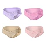 YideaHome伸縮性あり ビキニ型 クロスタイプ 浅履き ストレッチ マタニティショーツ（妊婦さん用パンツ）ウエスト折り返し ローライズ マタニティ ローライズ ショーツ 4枚 セット サイズ選択