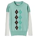 Girls' Cherokee&reg; Long-Sleeve Argyle 2-fer Sweater - Green