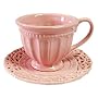 Set of 4 "Battenburg" PINK Demitasse Cups & Saucers - Perfect for Tea Parties!